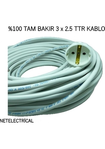 Tekli Topraklı Seyyar Uzatma Kablosu 25 Metre 3 x 2,5 TTR fırsatları