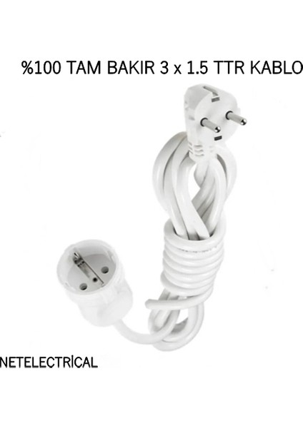 Tekli Topraklı Seyyar Uzatma Kablosu 20 Metre 3x1,5 TTR