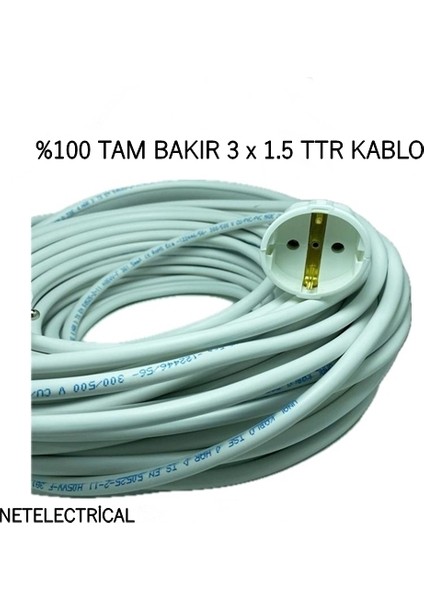 Tekli Topraklı Seyyar Uzatma Kablosu 20 Metre 3x1,5 TTR fırsatları