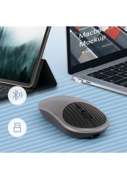 Tüm Cihazlara Yeni Tip-C Tablet Laptop Için Şarj Edilebilir Kablosuz Fare Bluetooth Dilsiz Sessiz