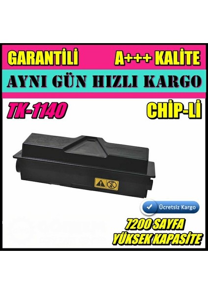 Kyocera FS-1135 TK-1140 Chipli Siyah Ithal Muadil Toner 7.200 Sayfa