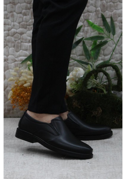 32780 Siyah Yumuşak Esnek Deri Erkek Ayakkabı