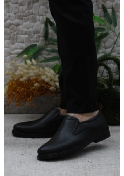 32780 Siyah Yumuşak Esnek Deri Erkek Ayakkabı modelleri