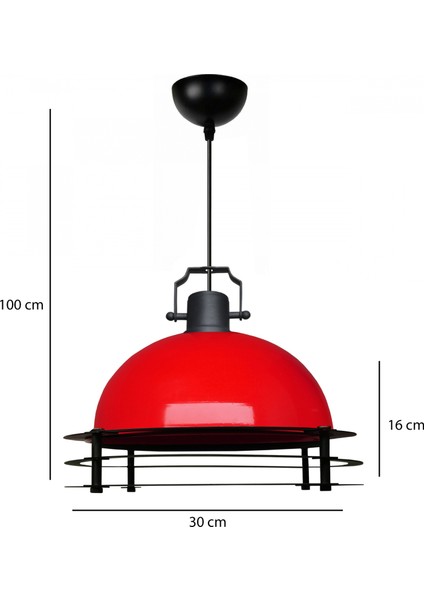 Sven Metal Kafesli Sarkıt Kırmızı Cafe Restoran Ev Ofis AYD-3581
