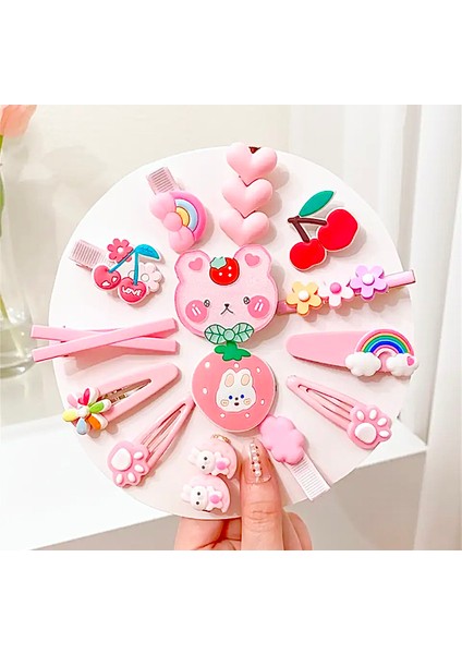 14 Lü Pens Çıt Çıt Ayıcık Toka Seti - Pembe fiyatları