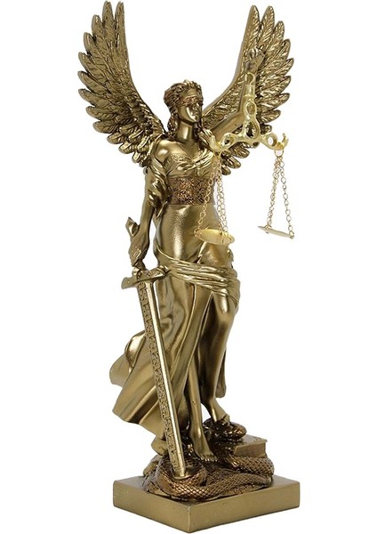 Dekoratif Kanatlı Themis Adalet Kadını Heykeli Biblo 40*17 cm