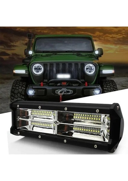 Beyaz Sarı LED Çakarlı Off Road Çift Sıra Sis Farı Çalışma Lambası 48 LED 12-30V 48W