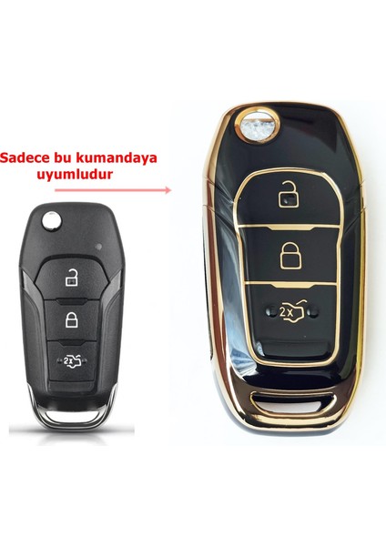 Ford Ranger Fusion Mondeo Edge Explorer Galaxy Sustalı Anahtar Kumanda Kılıfı Oto Anahtarlık Siyah