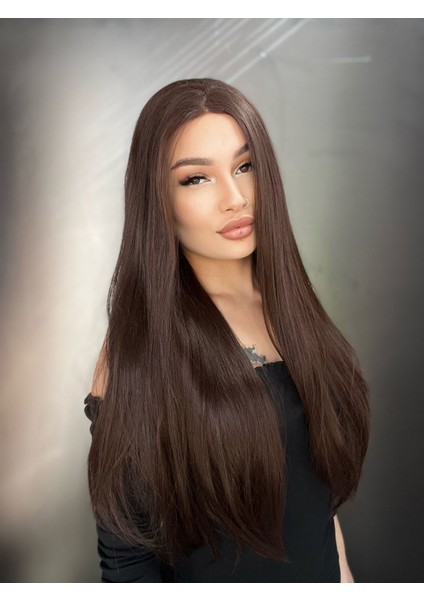 Düz Fiber Sentetik Tül Peruk - Kahverengi Peruk fiyatları