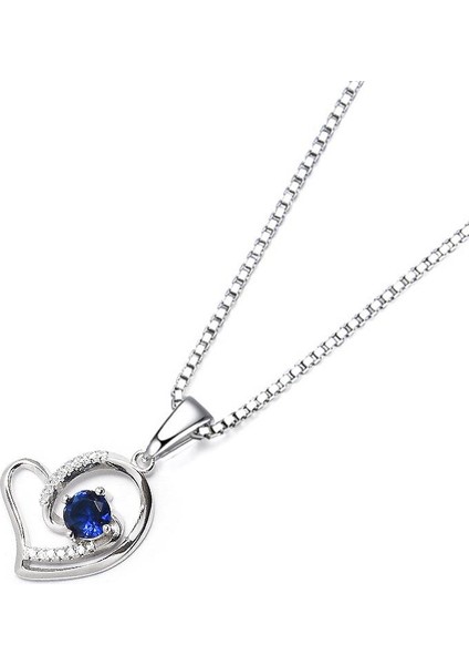 Diamond Serisi Safir Tektaş Kalp Stylish/night Gümüş Kadın Kolye fiyatları