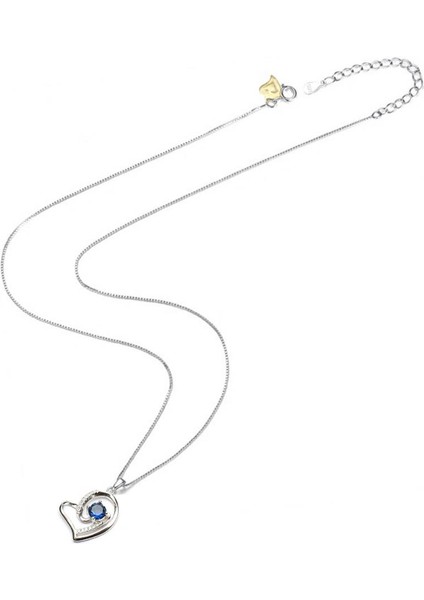 Diamond Serisi Safir Tektaş Kalp Stylish/night Gümüş Kadın Kolye modelleri