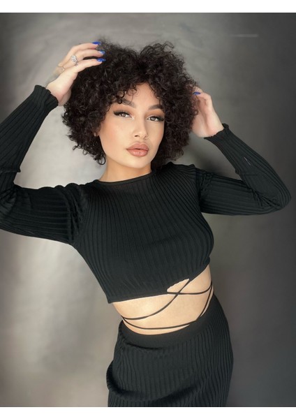 Koyu Kestane Afro Yıka Çık Gerçek Saç Peruk 99