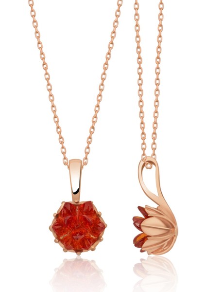 Lotus Çiçeği Garnet Kırmızı Taşlı Kadınkolyesi
