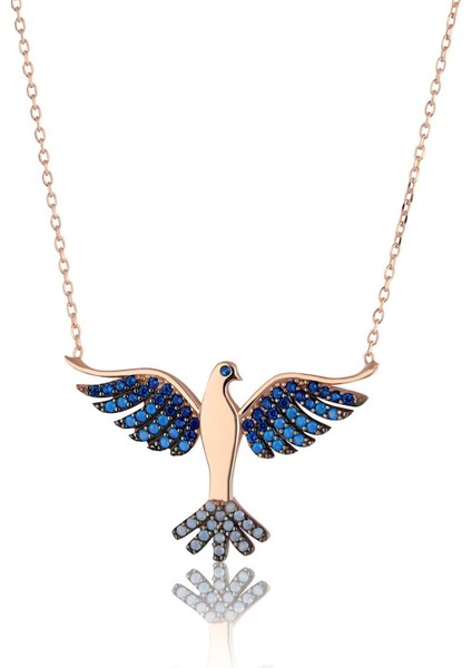 925 Ayar Gümüş Zümrüdü Anka Kuşu Kolye