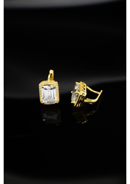 925 Ayar Gümüş Kaplama Baget Taşlı Küpe fiyatları