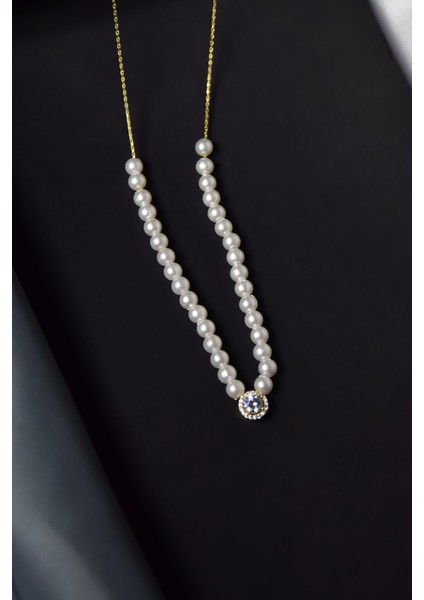 925 Ayar Gümüş Kaplama Incili , Tektaş Kolye fırsatları