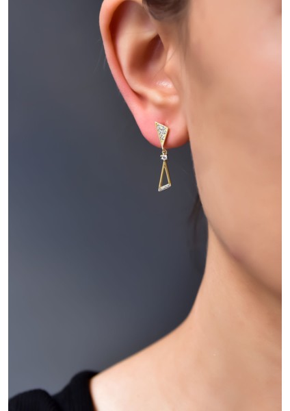 925 Ayar Gümüş Kaplama Zirkon Taşlı Geometrik Şekilli Küpe fiyatları