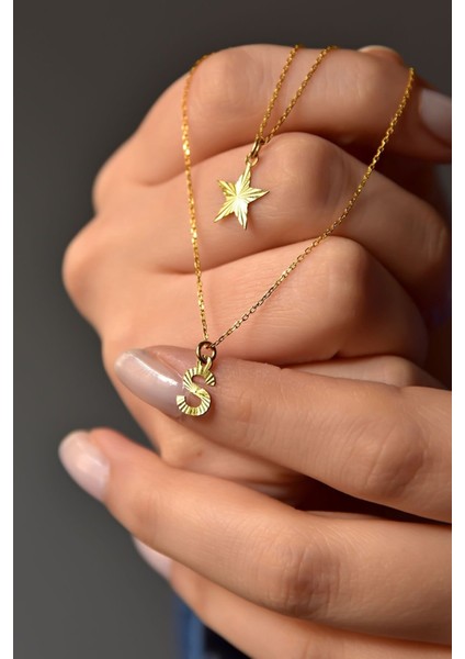 925 Ayar Gümüş Kaplama Kristal Kesim Yıldız ve Harf Asansörlü Kolye fiyatları