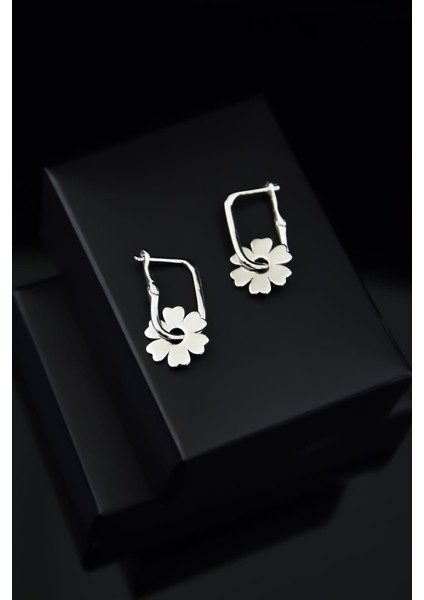 925 Ayar Gümüş Kaplama Çiçek Halka Küpe