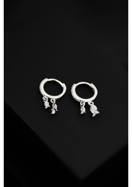 925 Ayar Gümüş Kaplama Balık Figürlü Halka Kadın Küpe