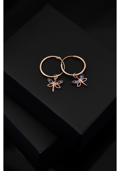 925 Ayar Gümüş Kaplama Renkli Taşlı Yusufçuk Halka Küpe fiyatları