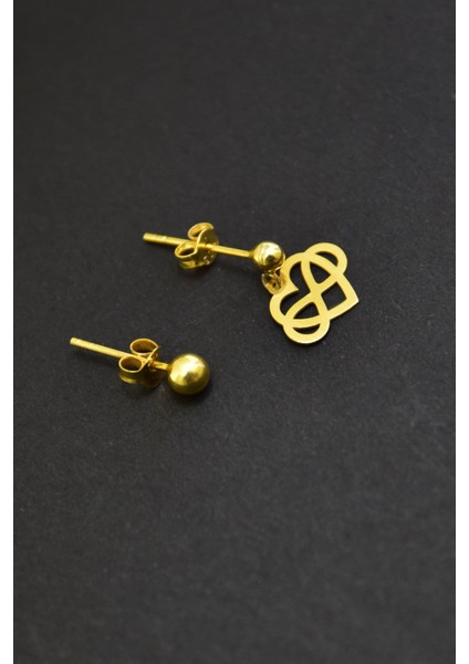 925 Ayar Gümüş Kaplama Kalp Sonsuzluk Model Çivili Kadın Top Küpe fiyatları