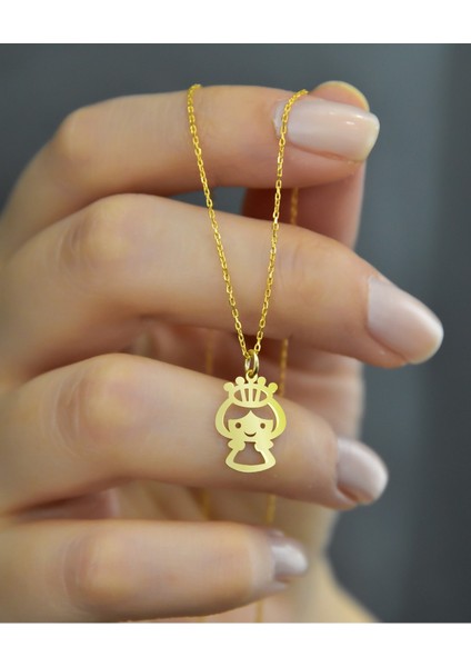 925 Ayar Gümüş Kaplama Kesim Prenses Kolye