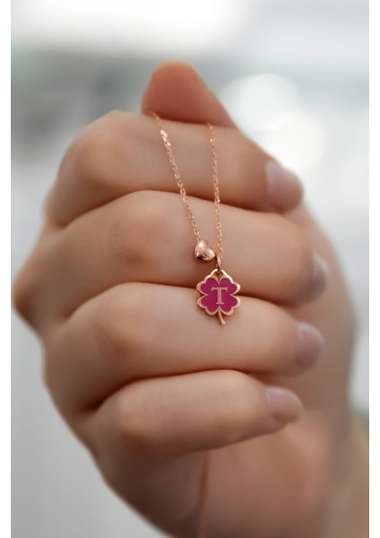 925 Ayar Gümüş Kaplama Yonca Mineli T Harfli Üç Boyutlu Kalp Kolye fiyatları