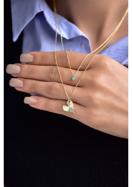 925 Ayar Gümüş Mavi Tektaş Kristal Kalp Asansör Kolye fırsatları