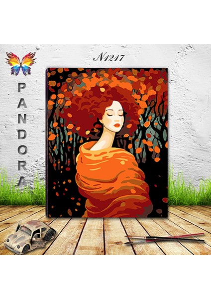 N1217 - Numaralı Boyama Seti - 40X50CM Kasnağa Gerili Ürün - Sonbahar Kadın fiyatları