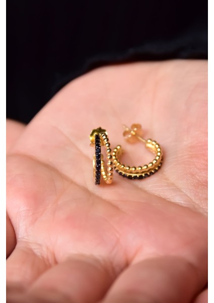 925 Ayar Gümüş Kaplama Top Motifli Zirkon Taşlı Tamtur Halka Küpe fiyatları