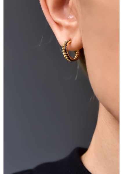 925 Ayar Gümüş Kaplama Top Motifli Zirkon Taşlı Tamtur Halka Küpe modelleri