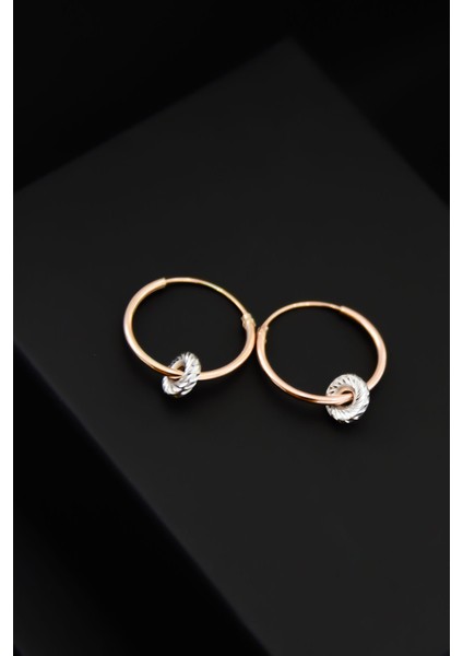 925 Ayar Gümüş 2 Renk Silindir Model Halka Küpe