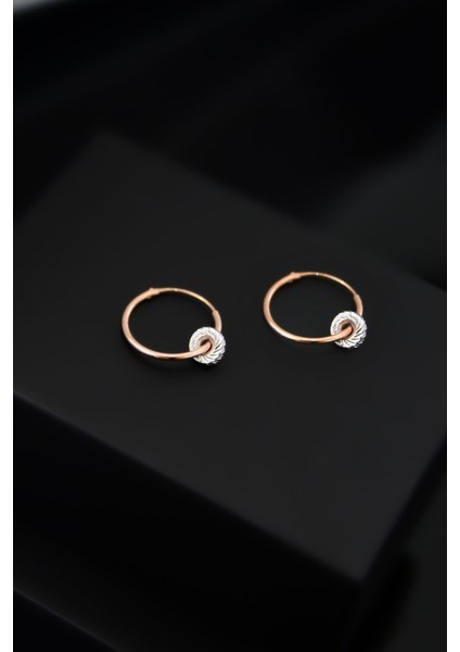 925 Ayar Gümüş 2 Renk Silindir Model Halka Küpe fiyatları