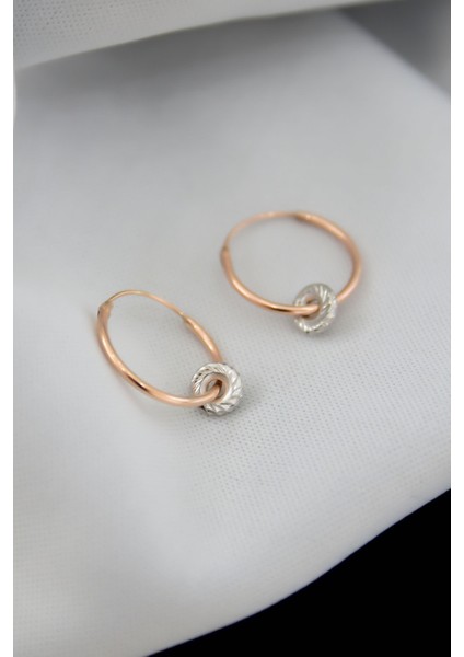 925 Ayar Gümüş 2 Renk Silindir Model Halka Küpe modelleri