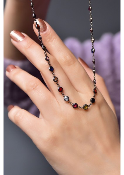 925 Ayar Gümüş Sıralı Zirkon Mix Taşlı Tiffany Kolye fiyatları