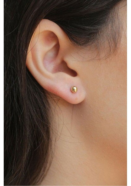 925 Ayar Kaplama Gümüş Çivili Top Küpe