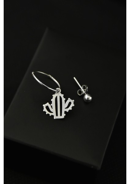 925 Ayar Gümüş Kaplama Kaktüs Figürlü Halka ve Top Küpe fiyatları