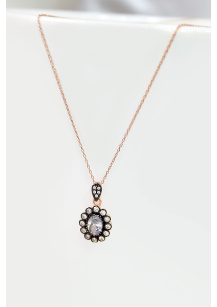 925 Ayar Gümüş Kaplama Elmas Montür Kolye