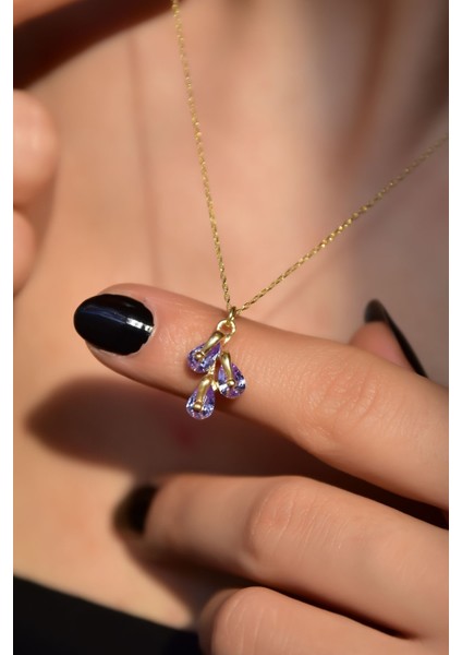 925 Ayar Gümüş Kaplama Haziran Ayı Doğum Taşlı Kübik Drop Kolye fırsatları