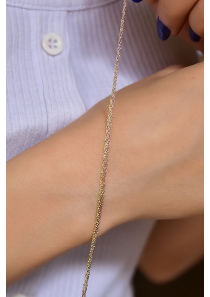 925 Ayar Gümüş Üç Renk Kaplama Forse Zincir Bileklik