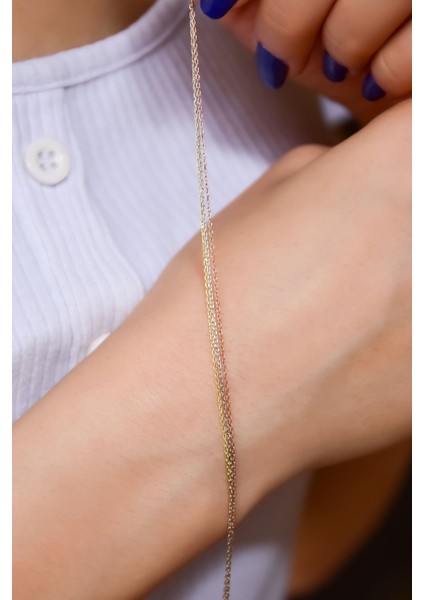 925 Ayar Gümüş Üç Renk Kaplama Forse Zincir Bileklik fiyatları