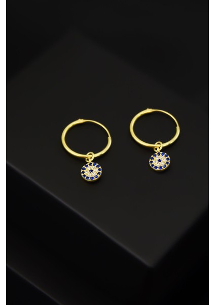 925 Ayar Gümüş Kaplama Nazar Halka Küpe