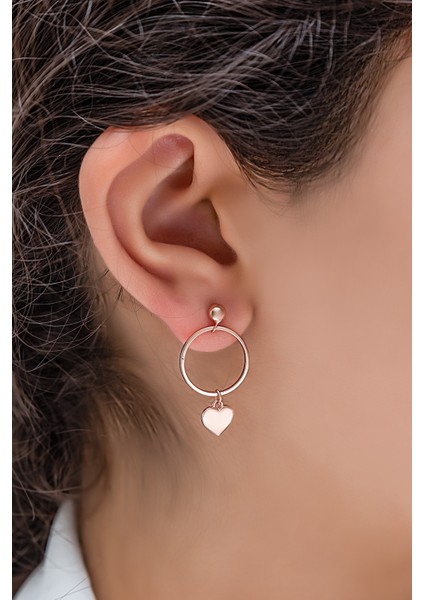 925 Ayar Tekli Kalpli Halka Gümüş Küpe