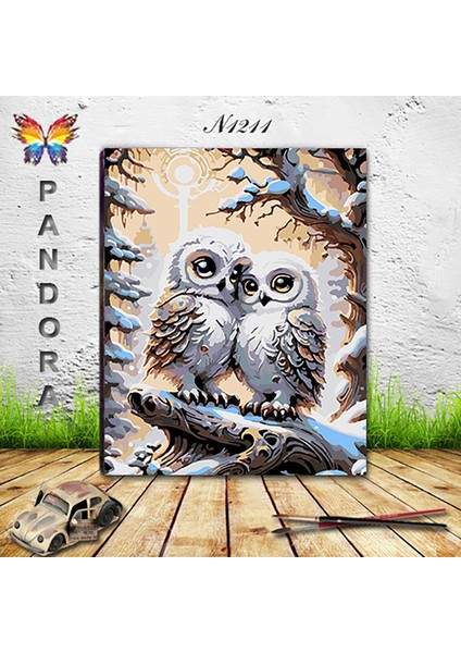 N1211 - Numaralı Boyama Seti - 40X50CM Kasnağa Gerili Ürün - Baykuşlar fiyatları