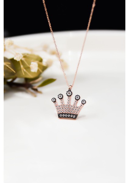 925 Ayar Gümüş Kaplama Kraliçe Tacı Kolye