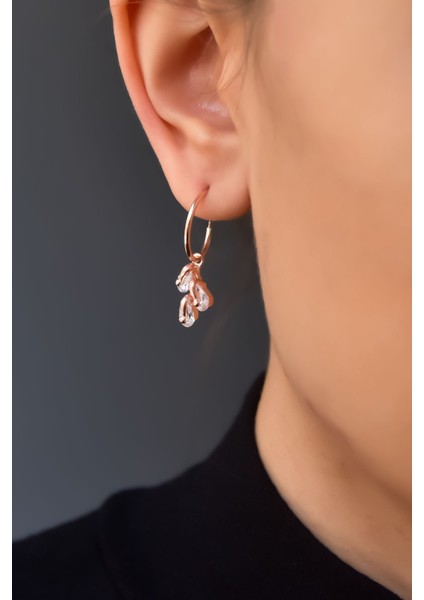 925 Ayar Gümüş Kaplama Nisan Ayı Doğum Taşlı Kübik Drop Küpe