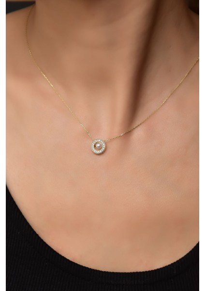 925 Ayar Gümüş Kaplama Incili Yuvarlak Kolye fiyatları