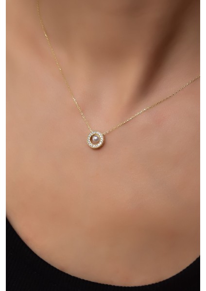 925 Ayar Gümüş Kaplama Incili Yuvarlak Kolye modelleri