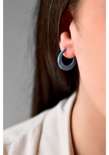 925 Ayar Gümüş Mavi Mineli Halka Küpe